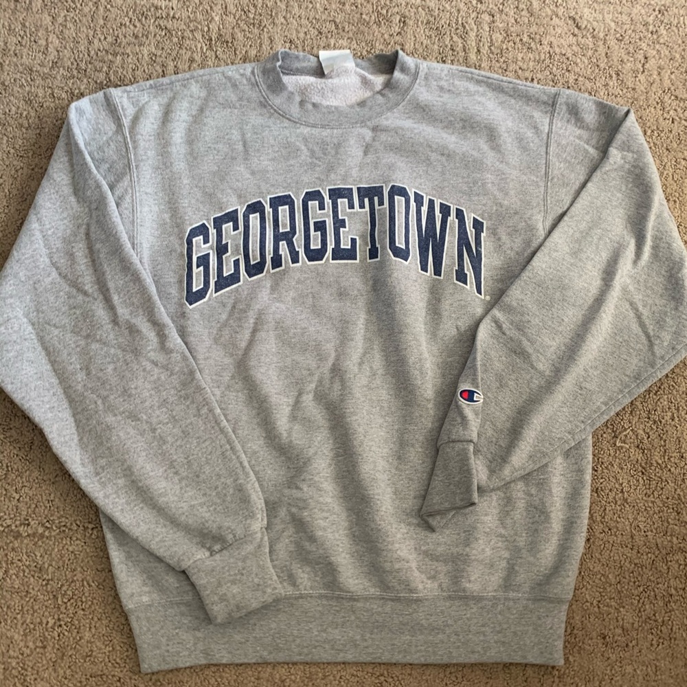 Gray crew neck Georgetown Champion sweatshirt
